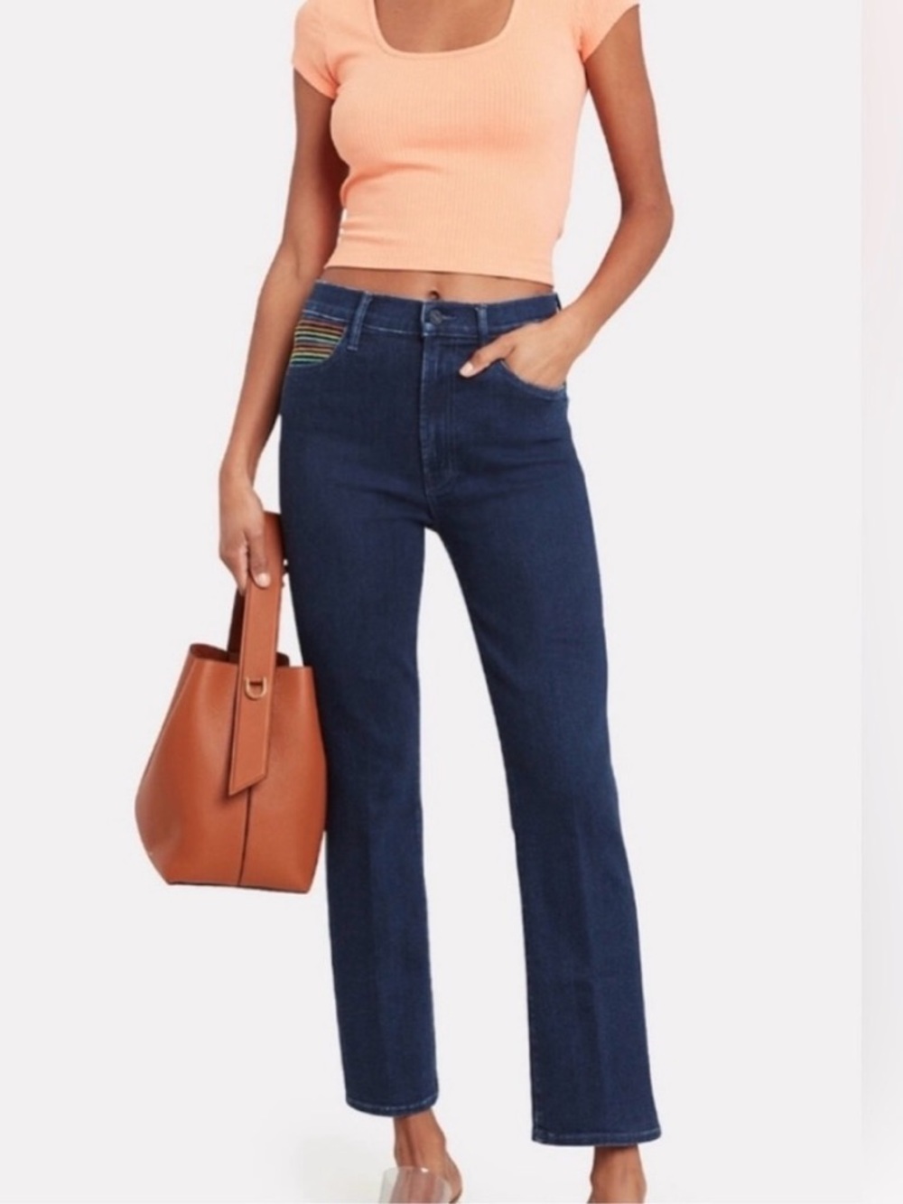 MOTHER Jeans The Smooth Hustler Over the Rainbow High-Rise Blue Size 25
